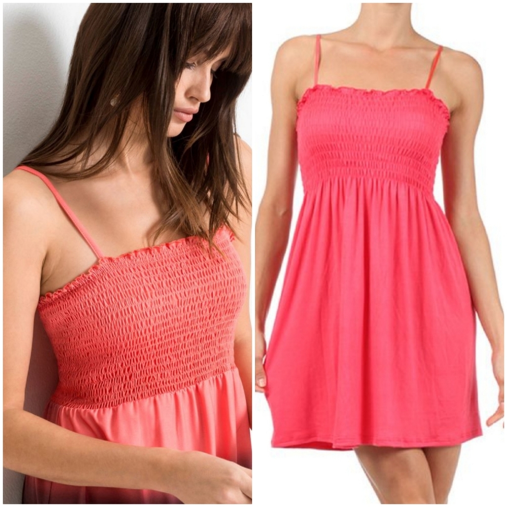 Smocked Pink Mini Sun Dress